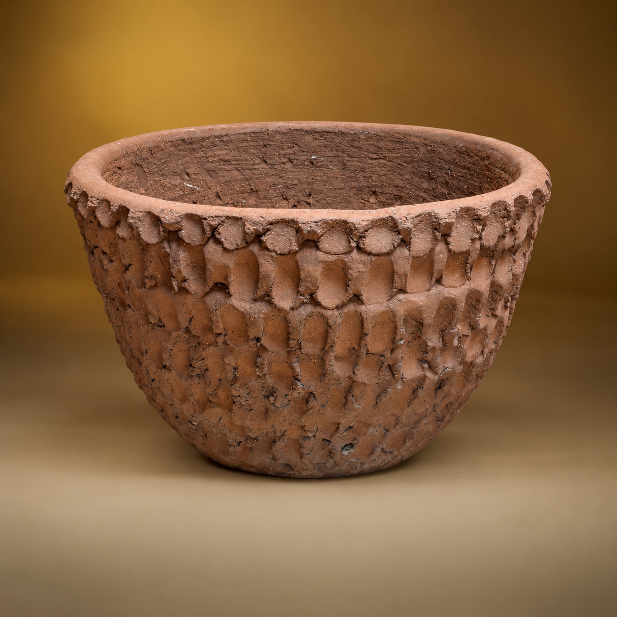 SKU: IG21138   Stan Bitters Thumb Pot Unglazed Hans Sumpf Co.   C.1970   21''D x 13''H