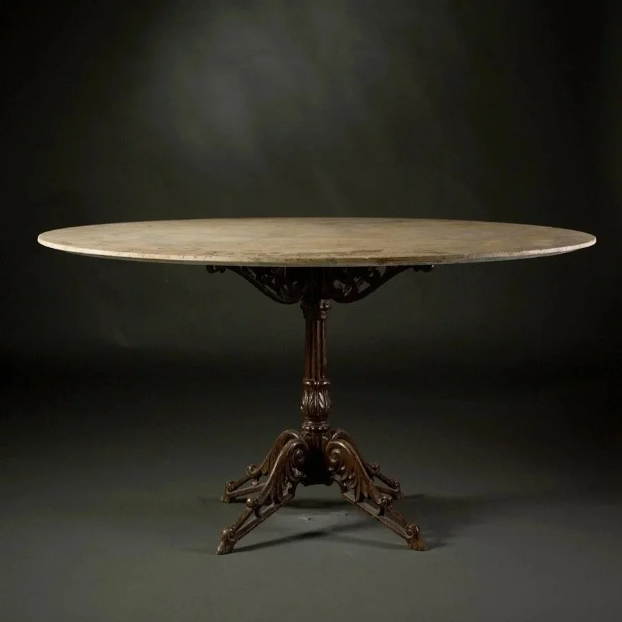 CAST IRON & MARBLE TABLE