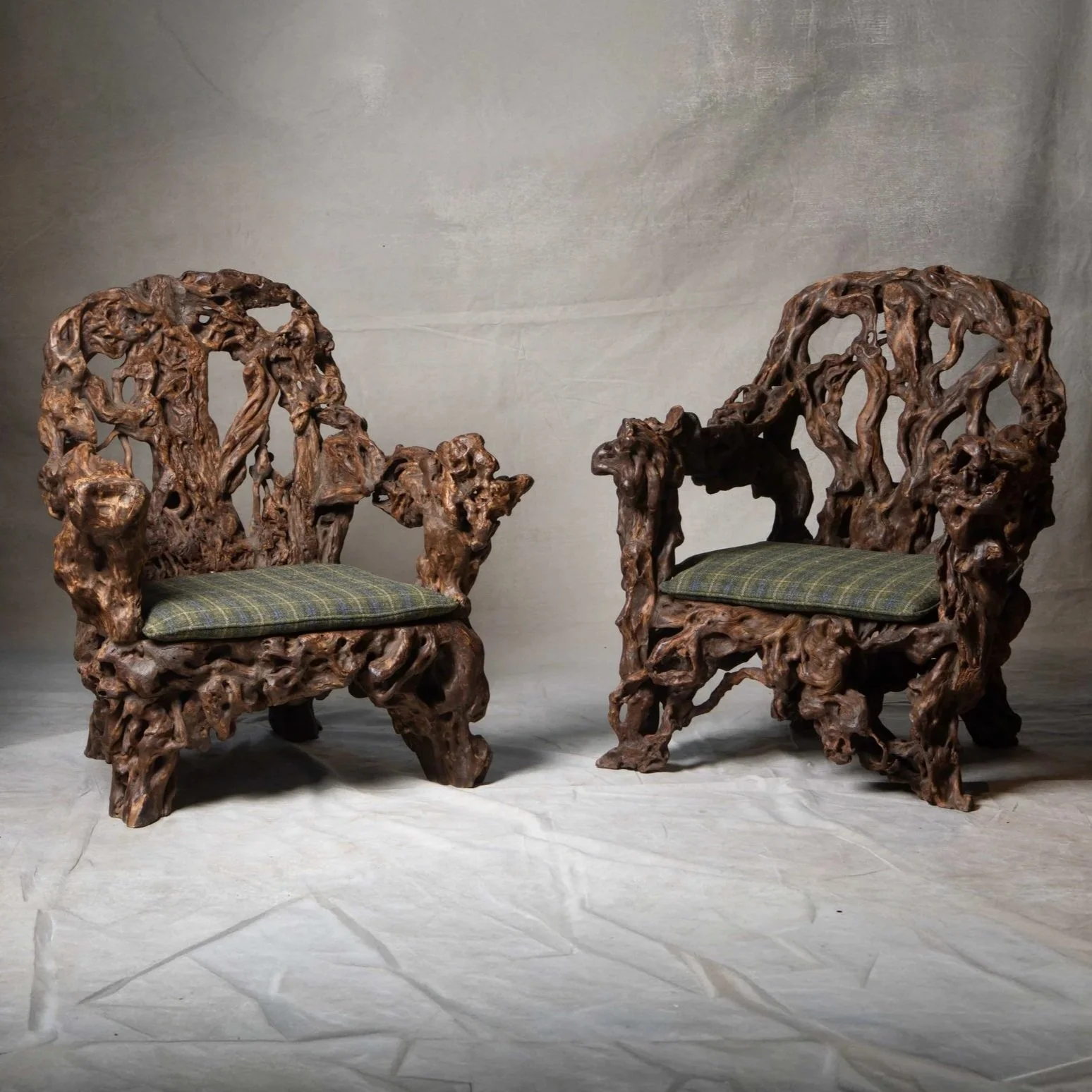LIVE EDGE HARDWOOD ARMCHAIRS