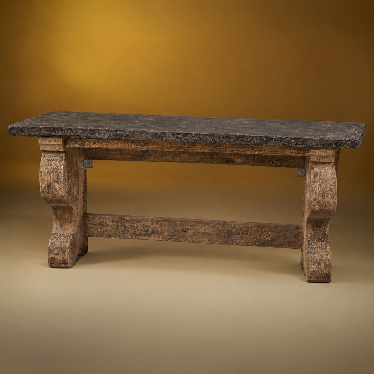 OAK AND WALNUT CONSOLE TABLE