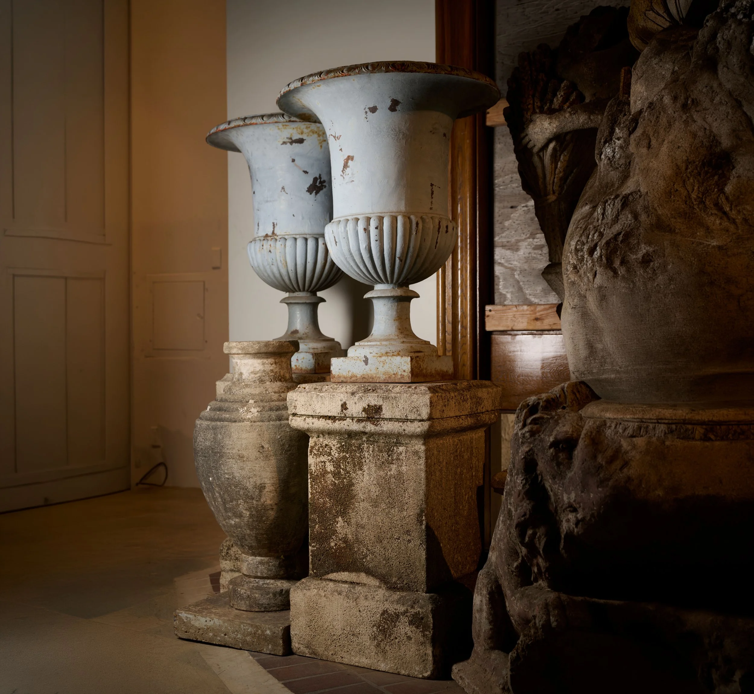 FRENCH CAST IRON URNS