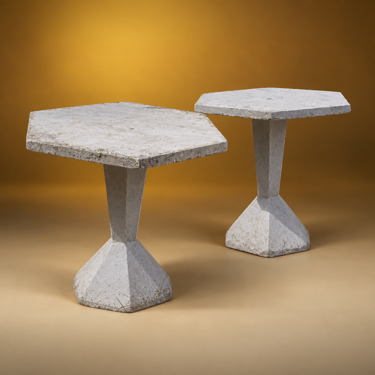 SIX SIDED CONCRETE MODERNIST TABLES