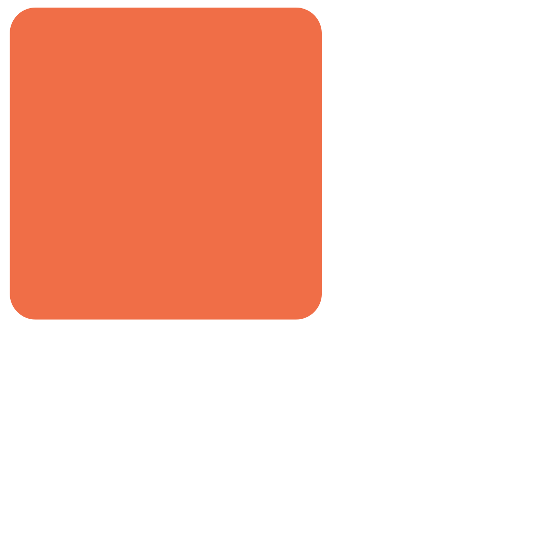 Red-orange square with rounded corners, filled with solid color.