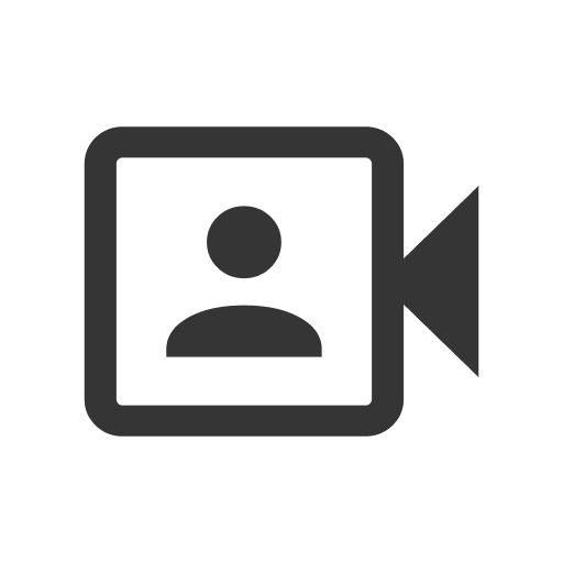Video recording icon with a person silhouette and a camera symbol.