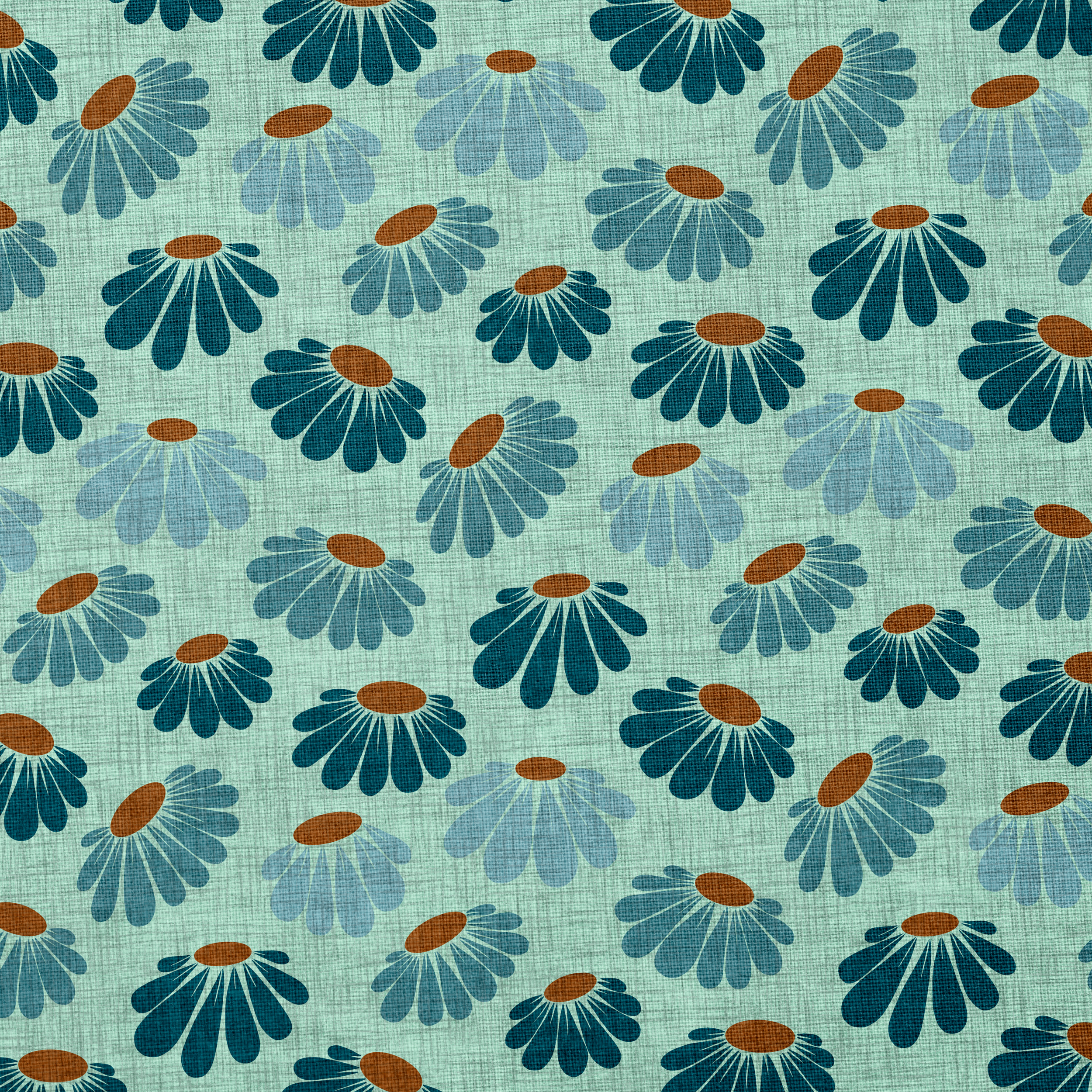 Blue Daisy Heads Cotton.png
