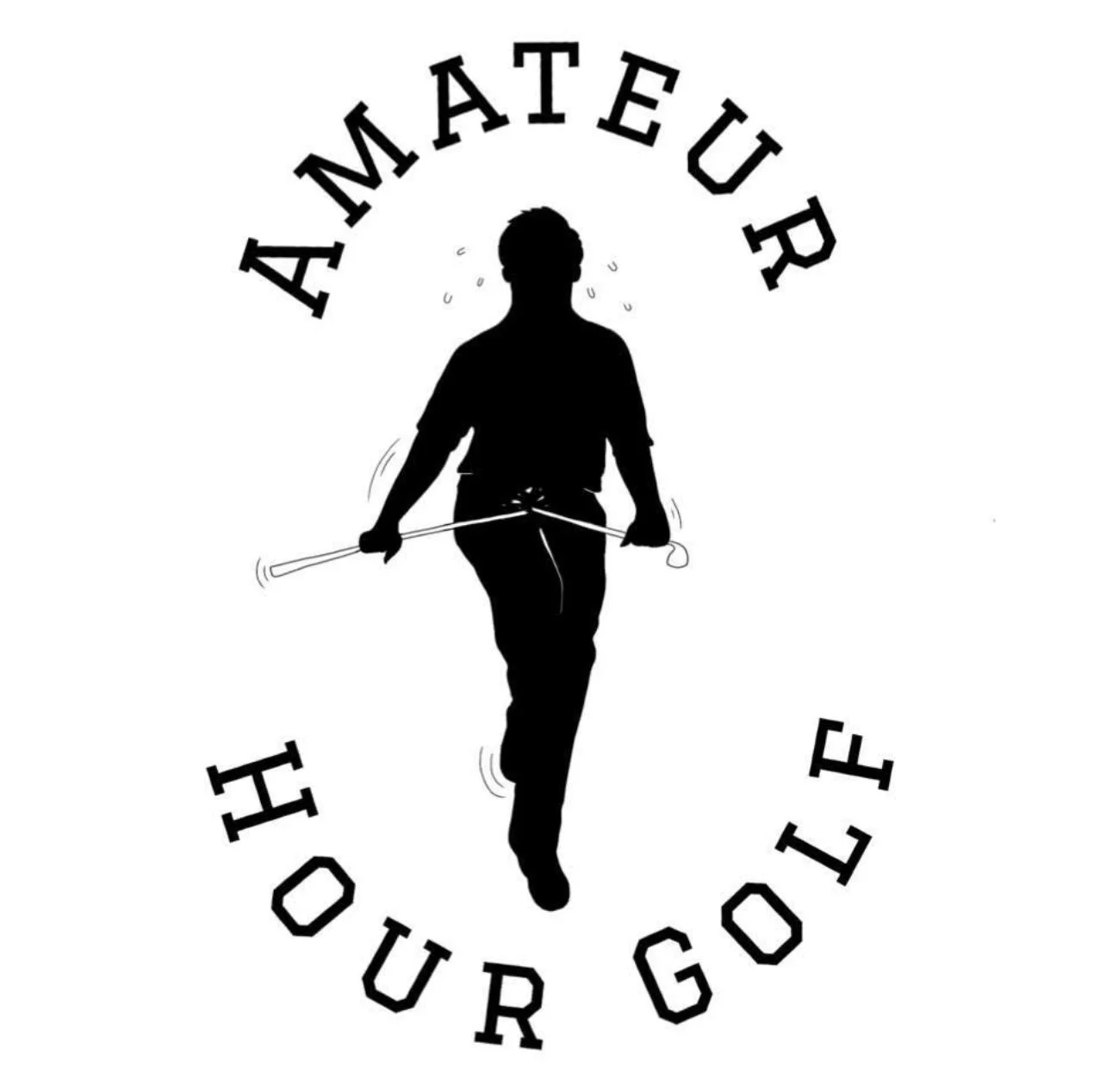 Silhouette of a man playing golf, with the words 'AMATEUR' above and 'YOUR GOLF' below, in black text on a white background.
