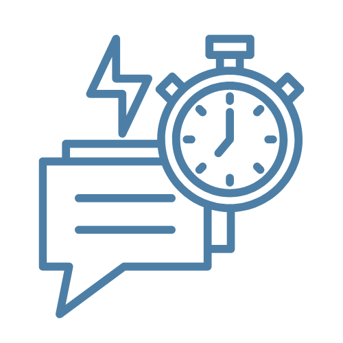 A clock and chat box representing great responsiveness