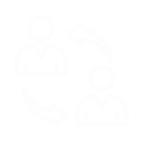 Icon of two people with arrows pointing between them
