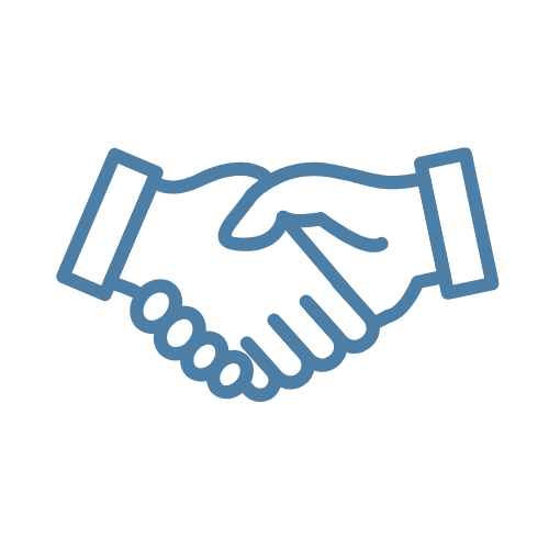 Two hands handshaking representing the partnership between HUB Agency and their clients.