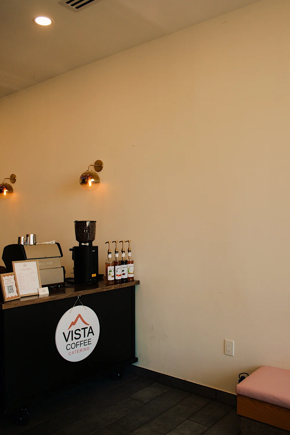 Vista Coffee Catering mobile espresso cart set up at a Philadelphia venue