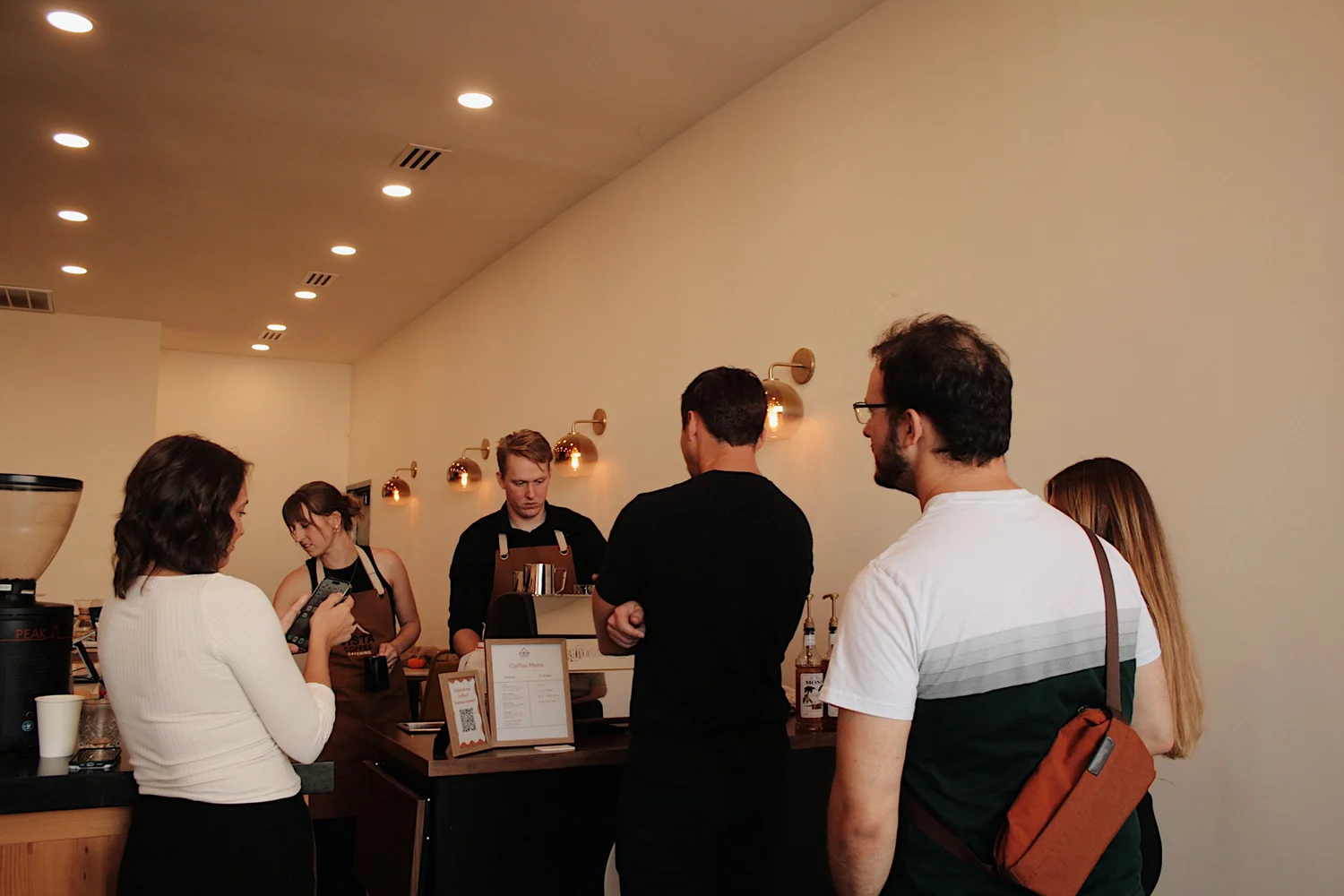 Guests lining up for handcrafted drinks at the Vista Coffee Catering cart