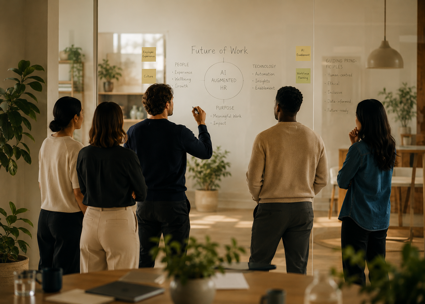 PeopleScape facilitating an AI and Future of Work workshop to help organisations adopt AI, transform HR and build high-performing workplaces.