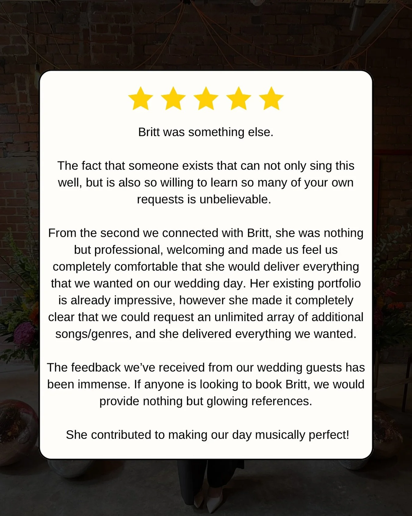 Testimonial Tuesday ✍️

I genuinely absolutely love being able to call this my job, and getting reviews like this never ever fail to move me 🥹🥹

2025 has been such a special year, and I&rsquo;m so so grateful to every single couple and venue who ha