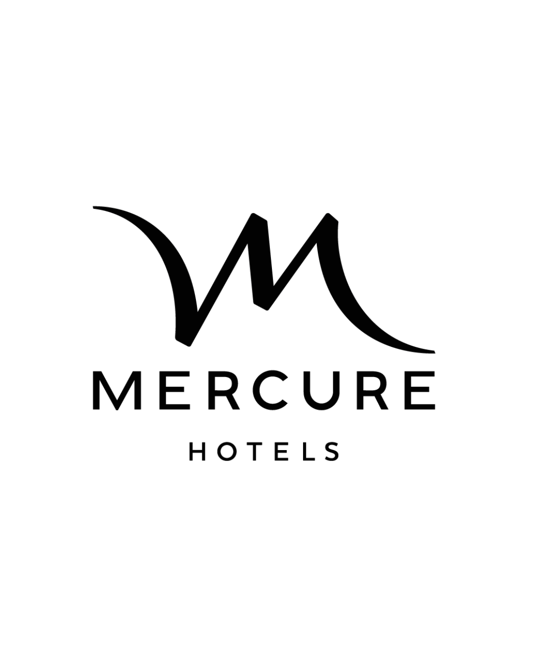 Mercure Hotels logo with stylized 'M' and 'H' in black, on a white background.