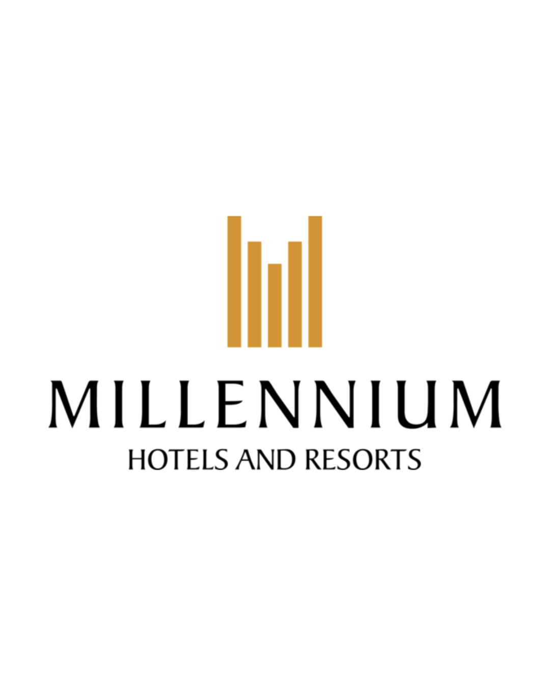 Logo with gold bars and black text reading 'MILLENNIUM HOTELS AND RESORTS'.