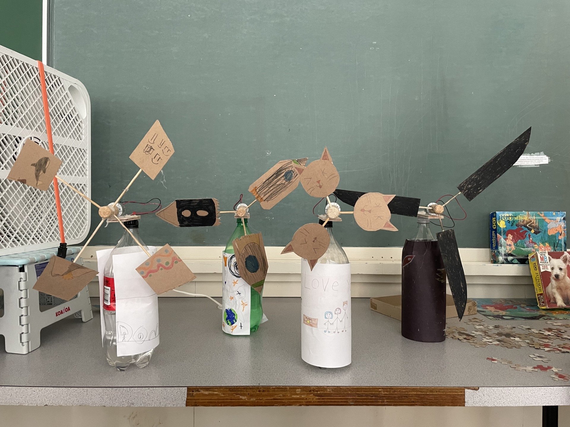 Student projects from Hixon Open house workshop for a special "Renewable Energy Day"
