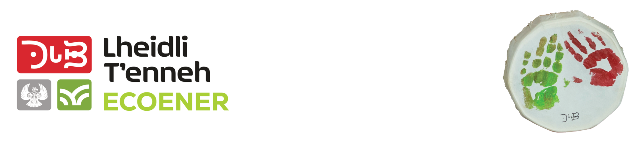 Traditional drum and Lheidli T'enneh Ecoener logo