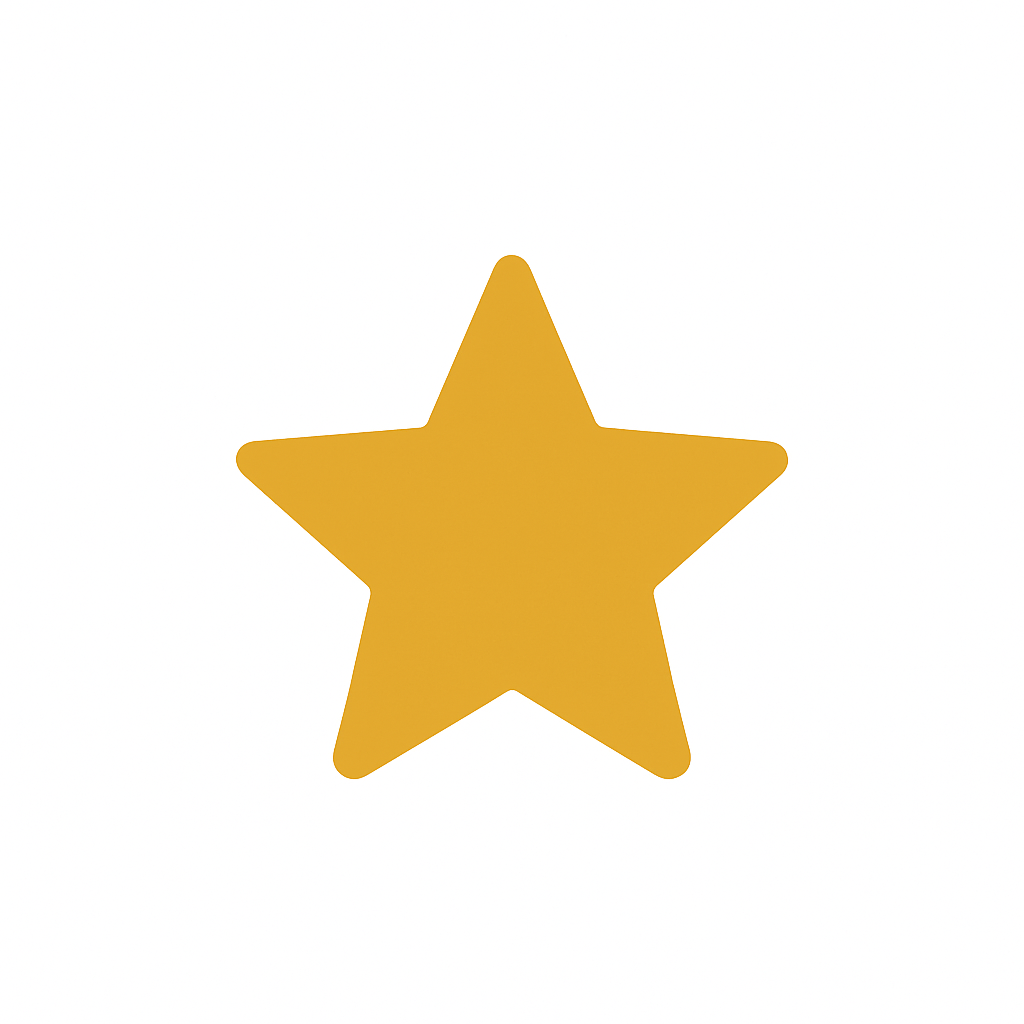 A gold star on a white background of a testimonial.