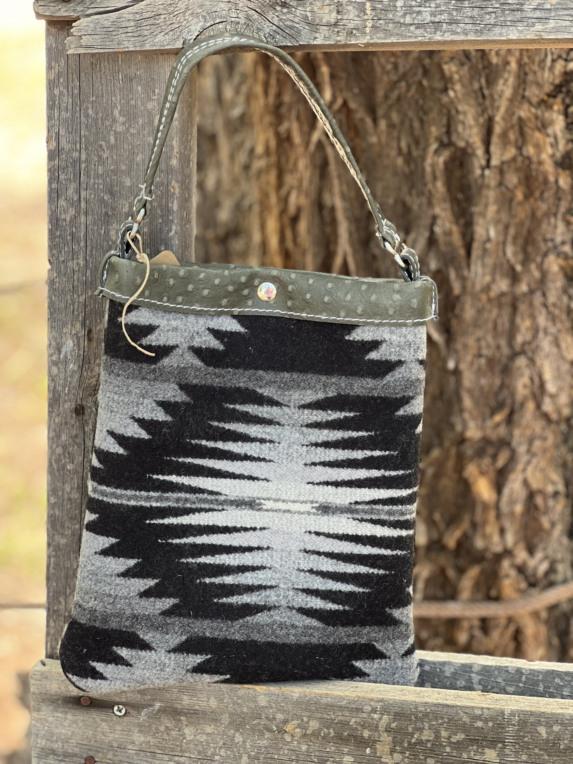 Pendleton with Ostrich leather purse.jpg