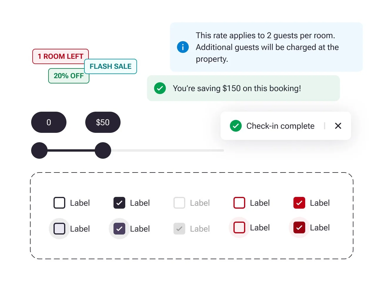 cluster of tags, sliders and UI components