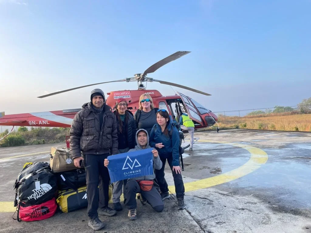 Rugged Luxury Everest Base Camp Team decends to Kathmandu by helicopter