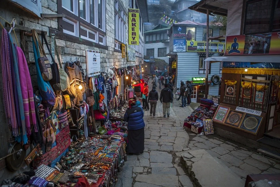 Colorful market at Namche Bazaar on the Rugged Luxury Everest Base Camp trek and stay