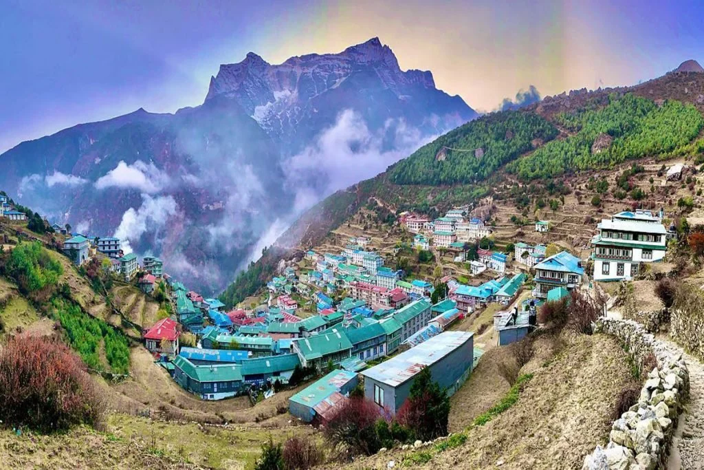 View of Namche Bazaar on the Rugged Luxury by Climbing the Seven Summits Everest Base Camp Trek and Stay