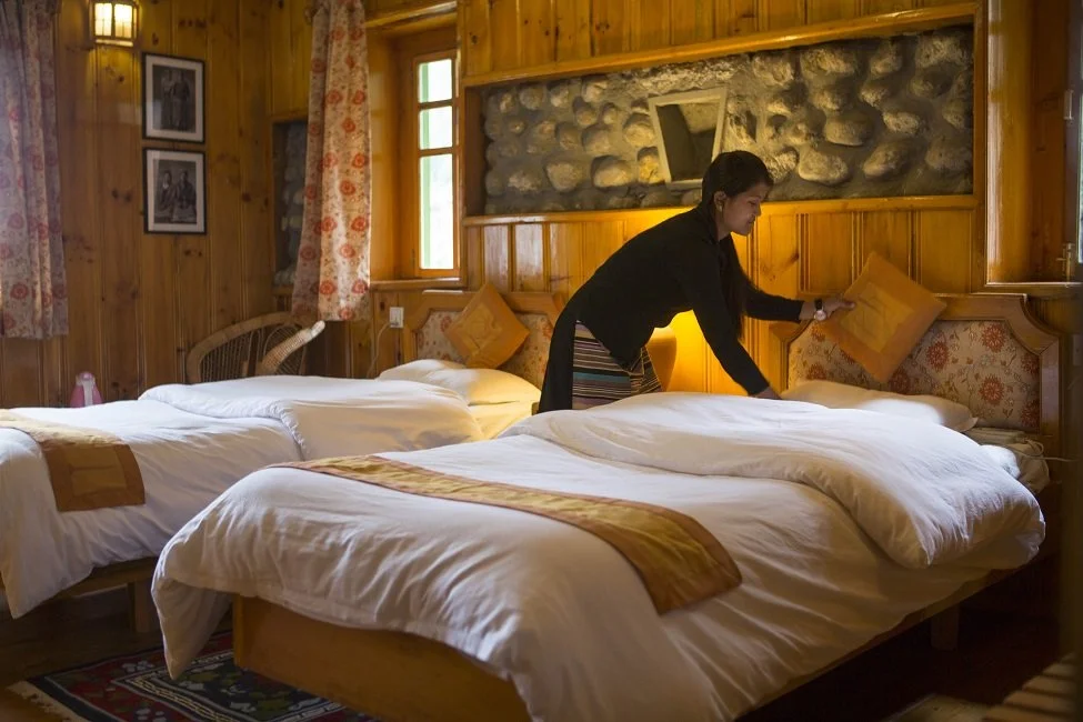 Luxurious teahouse accommodations on the Rugged Luxury Everest Base Camp trek and stay at Namche Bazaar in the Khumbu Valley, Himalayas, Nepal