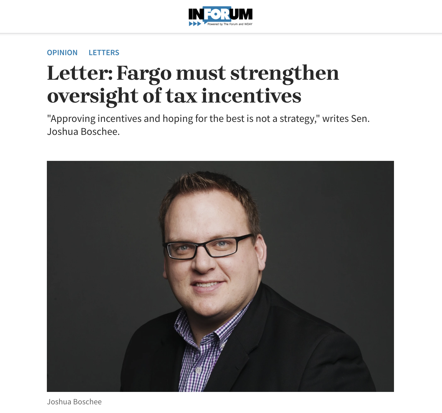 Letter: Fargo must strengthen oversight of tax incentives