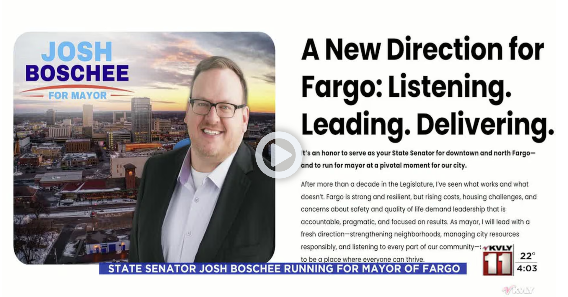 State Senator Josh Boschee running for Mayor of Fargo