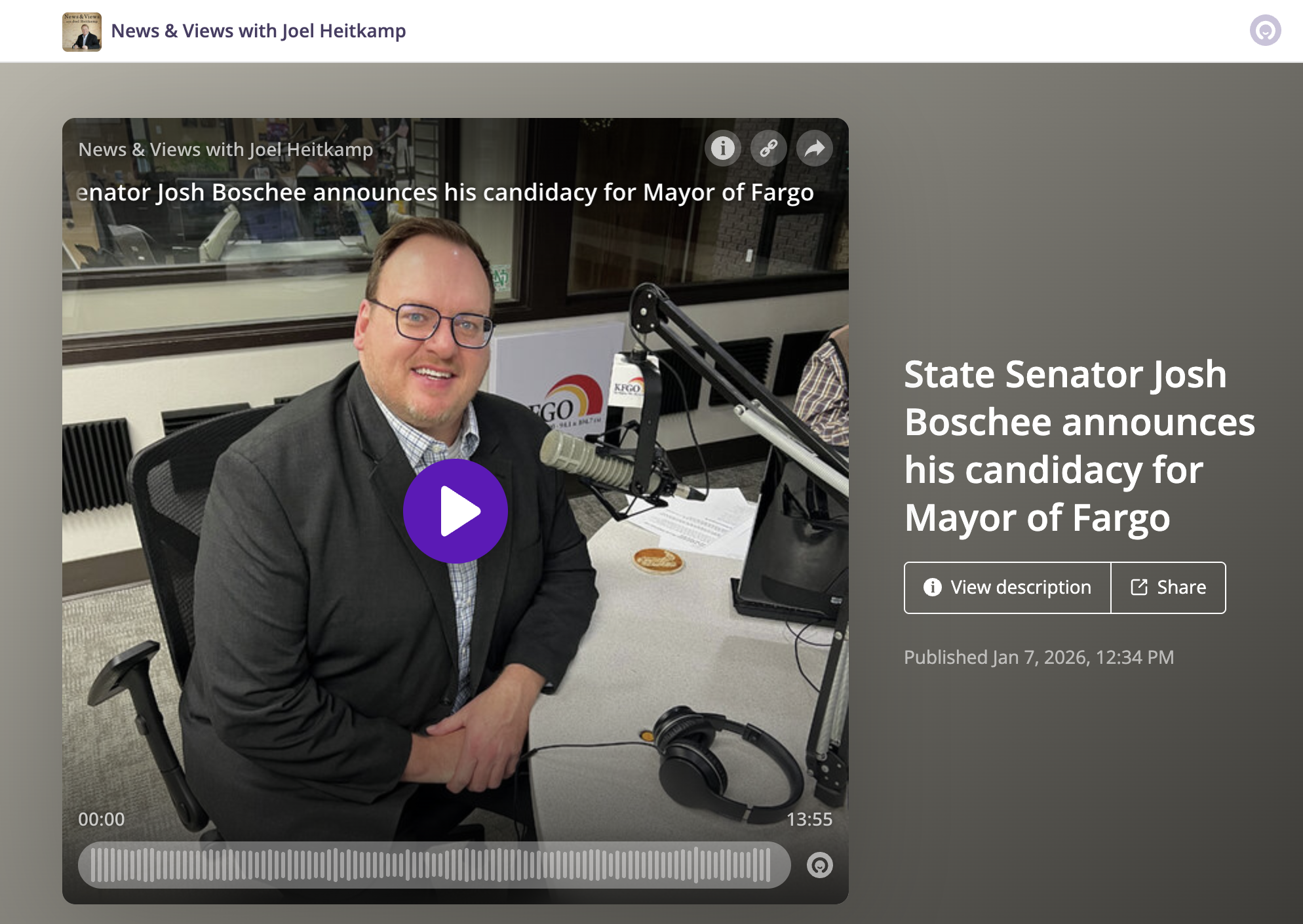 State Senator Josh Boschee announces his candidacy for Mayor of Fargo