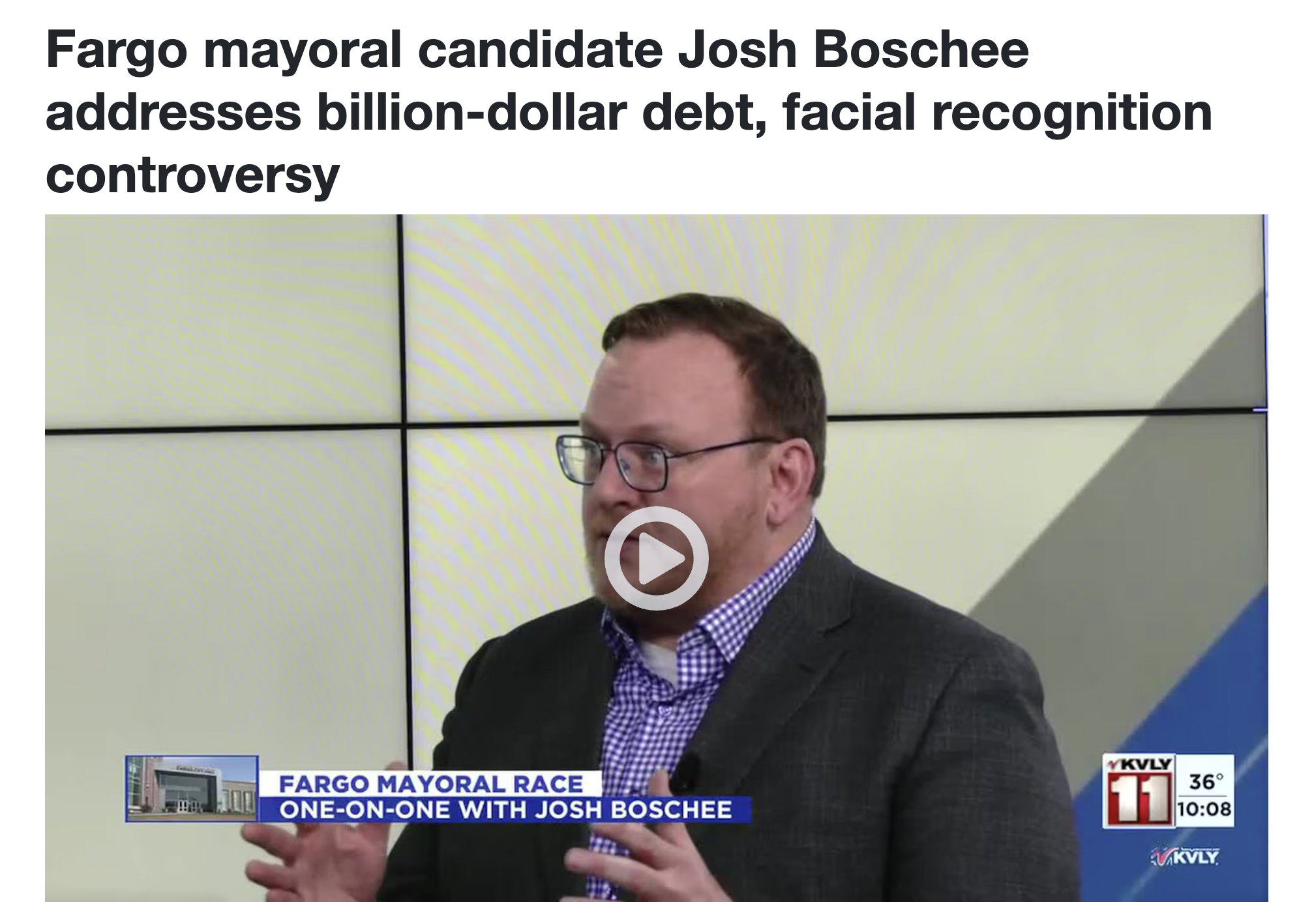 Fargo mayoral candidate Josh Boschee addresses billion-dollar debt, facial recognition controversy
