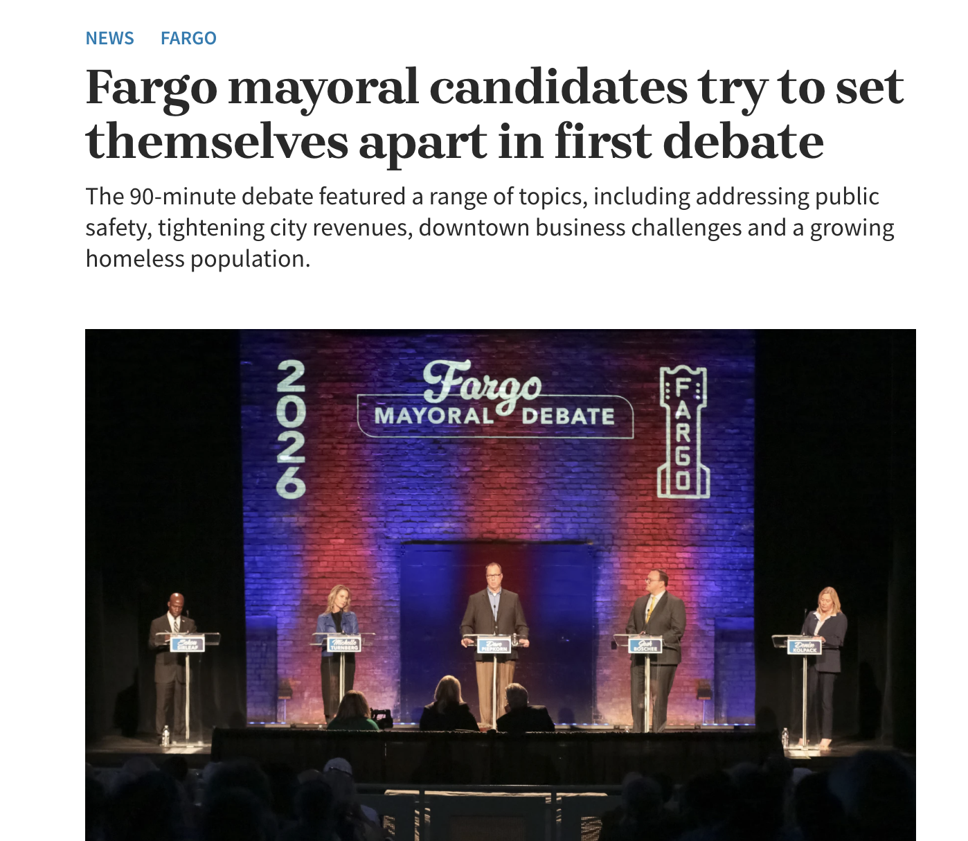Fargo mayoral candidates try to set themselves apart in first debate