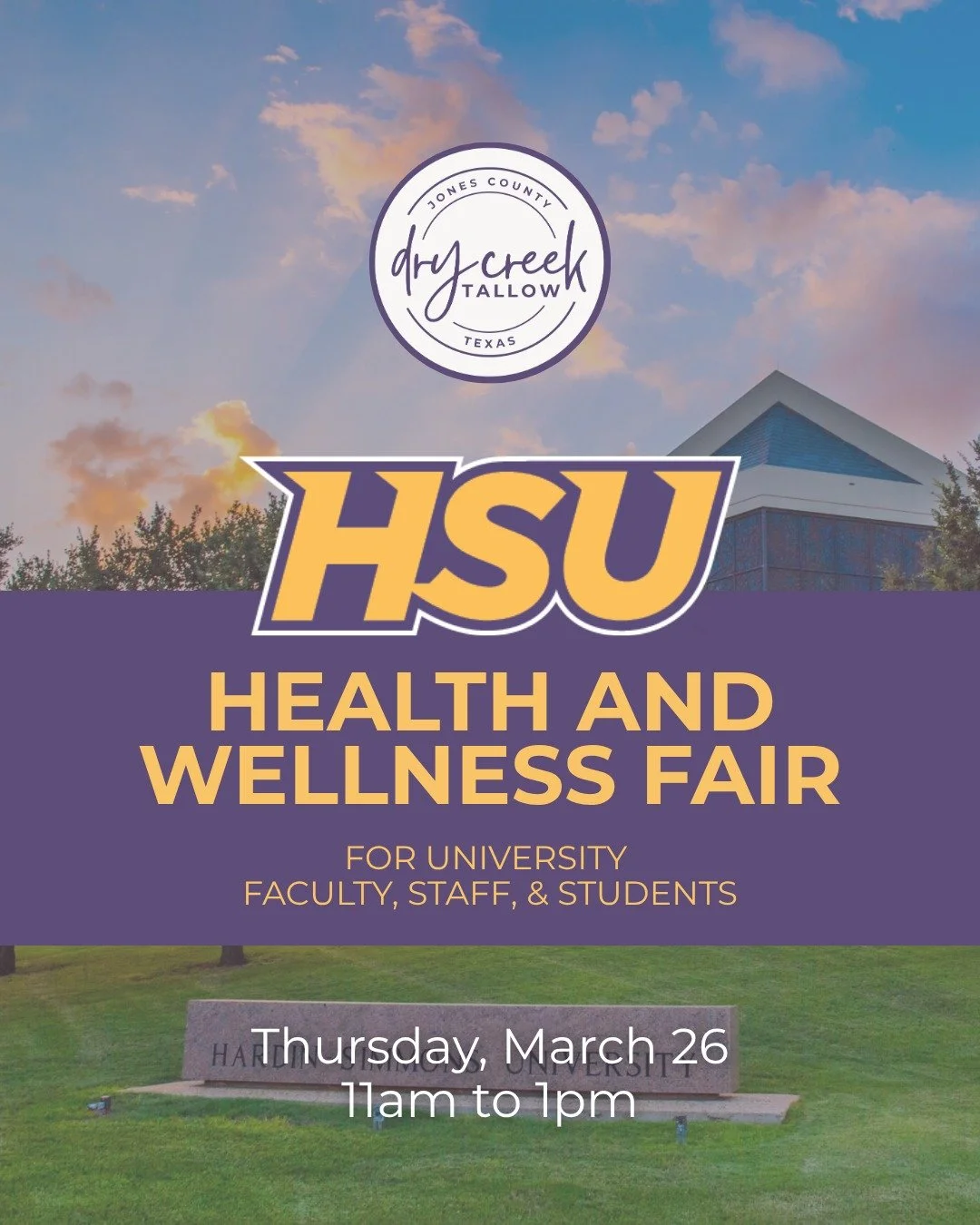 Calling all HSU faculty, staff, and students! 📞Come see us at the HSU Health &amp; Wellness Fair tomorrow (Mar 26), from 11-1 at the Fletcher Fitness Center!

We&rsquo;ll be there alongside other amazing local vendors, all centered around one thing&