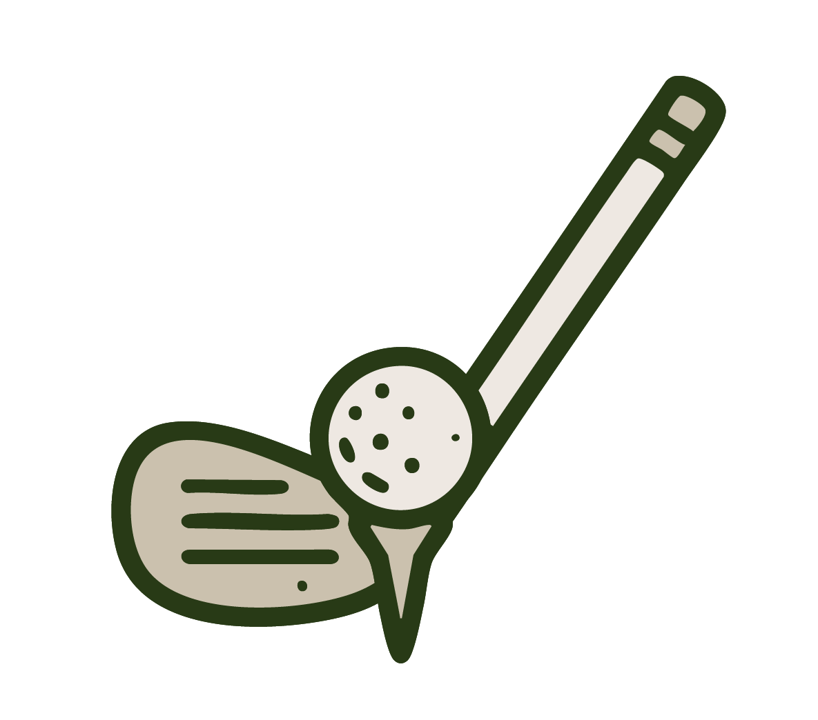 Illustration of a wooden spoon and a rolling pin stacked together.