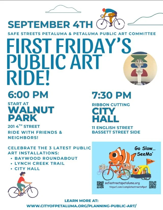combine group riding fun with art and culture next Friday, September 4, 6PM. Celebrate Petaluma!