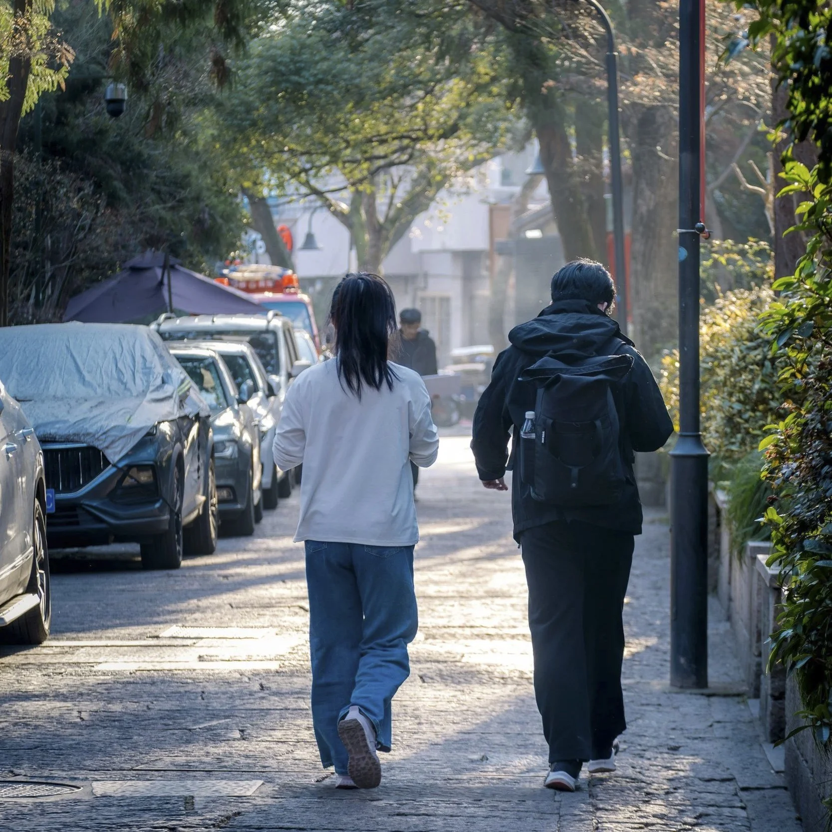 Two children walking