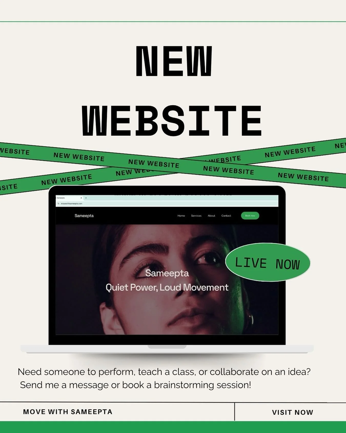 🚨 It&rsquo;s official &mdash; my new website is LIVE! 🚨
Need someone to perform, teach, or bring your idea to life?

👉 www.movewithsameepta.com

#dance #dancer #new #website #performer #choreographer #dancewebsite #danceartist #newwebsitelaunch #d