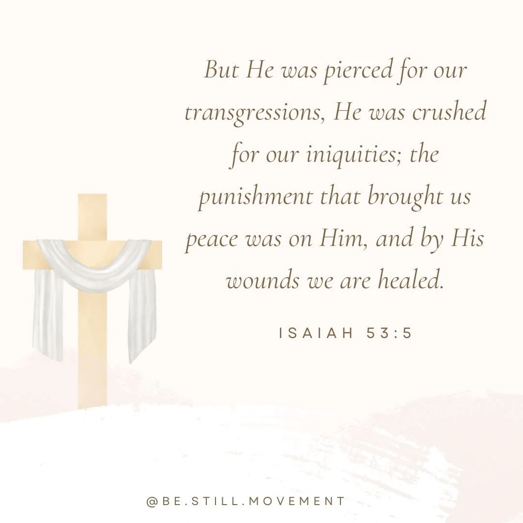 🤍 Isaiah 53:5

&bull; Pause &amp; reflect upon the depth of Christ&rsquo;s sacrifice 

&bull; Celebrate Jesus&rsquo; resurrection that offers us fullness of life

&bull; Meditate upon the goodness &amp; love of God 🤍

Lord, we thank you for your ri