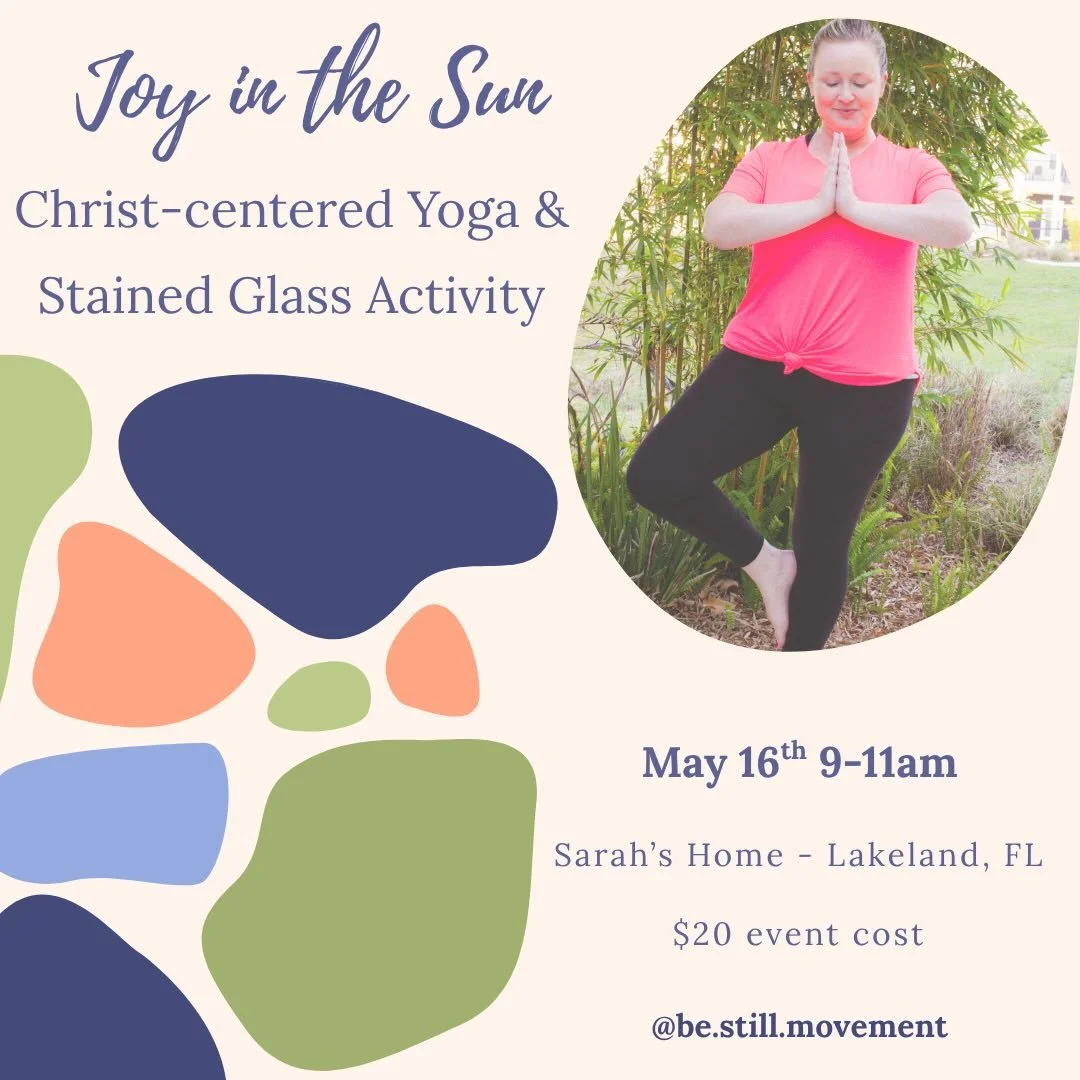 ✨ Join this Month ✨

May 16th, 9-11am &bull; $20 event cost

As we enter a new season, let&rsquo;s come together &amp; reflect on the joy &amp; beauty God offers us. 

&bull; Christ-centered Yoga Session 
&bull; Stained Glass Creative Activity
&bull;