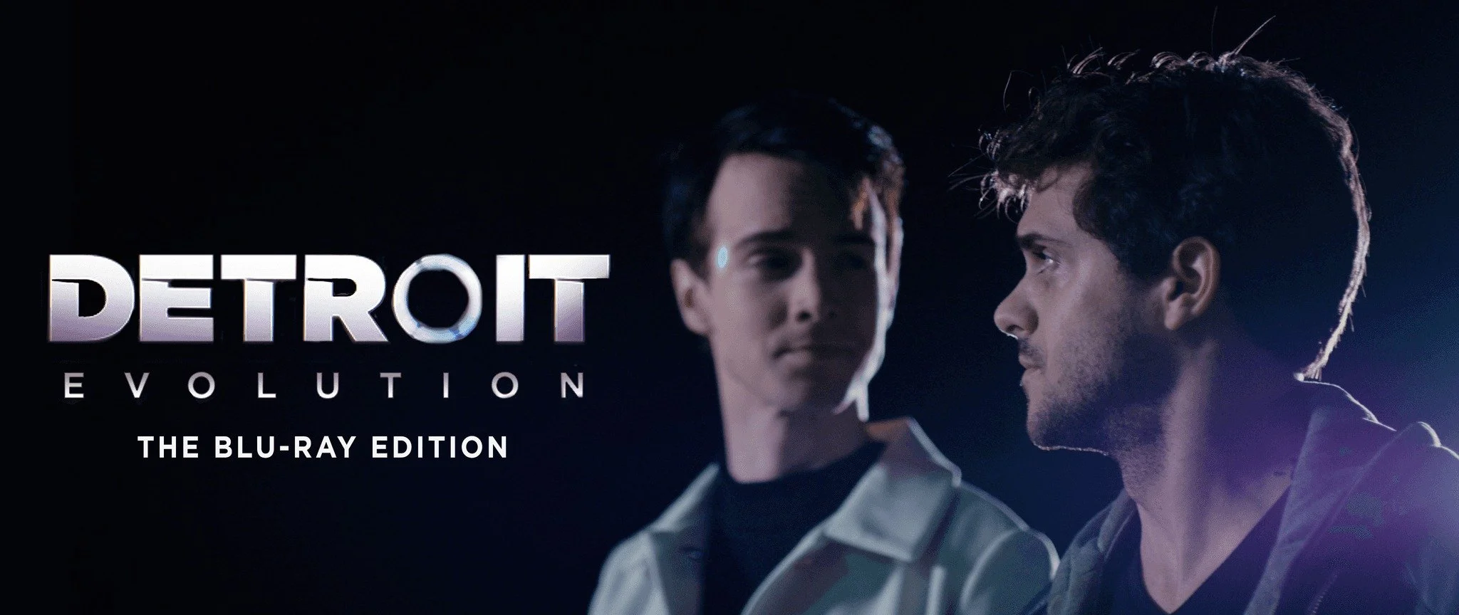 Cover image for the Blu-ray edition of 'Detroit Evolution', showing two male characters in a dark setting, with the title and subtitle