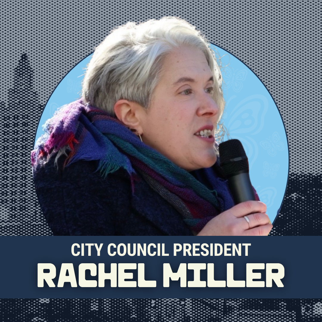 Endorsement graphic for City Council President Rachel Miller