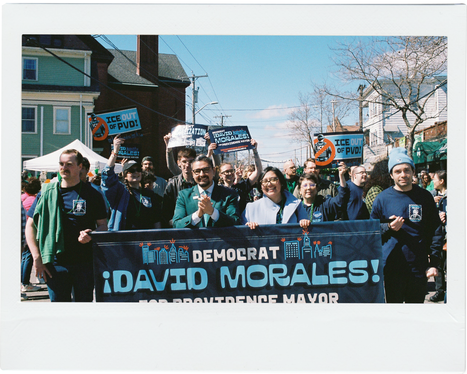 David marching in the St Patricks Day parade with volunteers