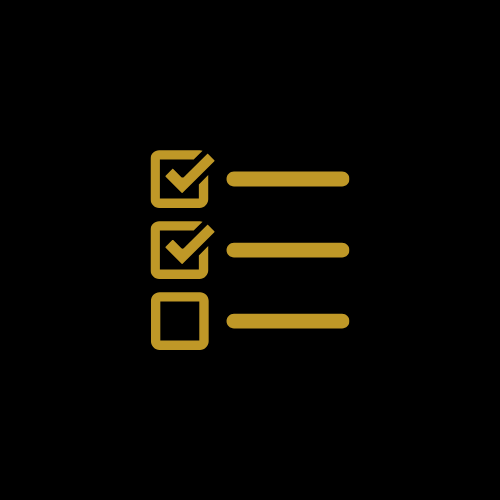 Golden lightning bolt icon on a black circular background.