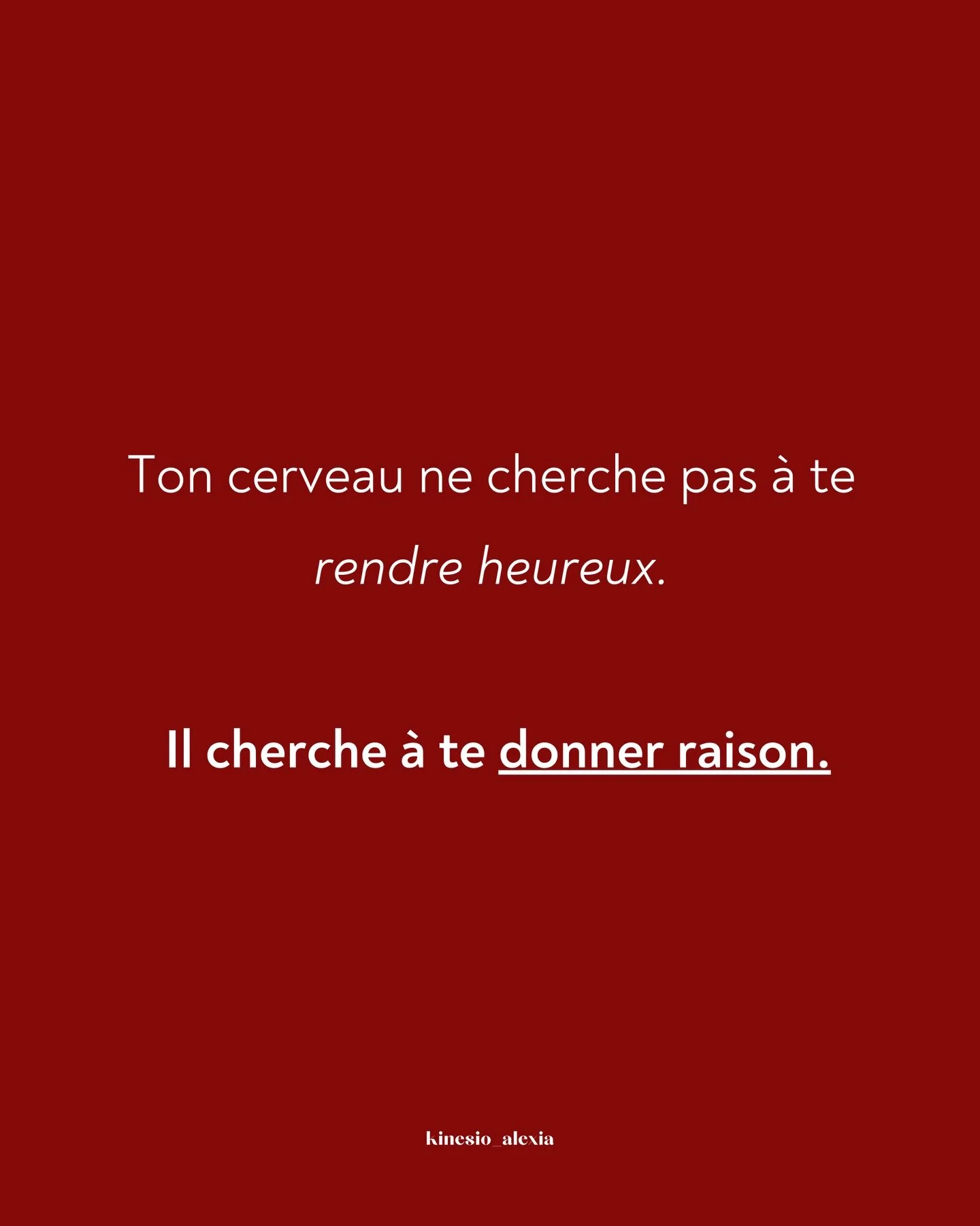 Ton cerveau cherche &agrave; te donner raison.

Si tu crois que &ldquo;c&rsquo;est compliqu&eacute;&rdquo;,
il va te montrer tout ce qui est compliqu&eacute;.

Si tu crois que &ldquo;on va te juger&rdquo;,
il va capter chaque micro-signe qui confirme