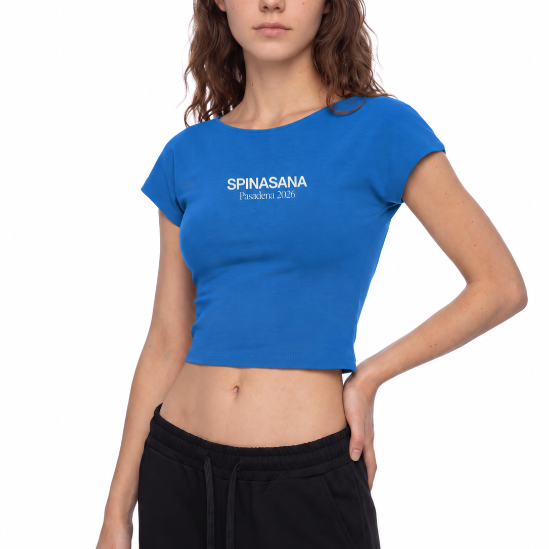 Open Back Hottie Crop in Blue