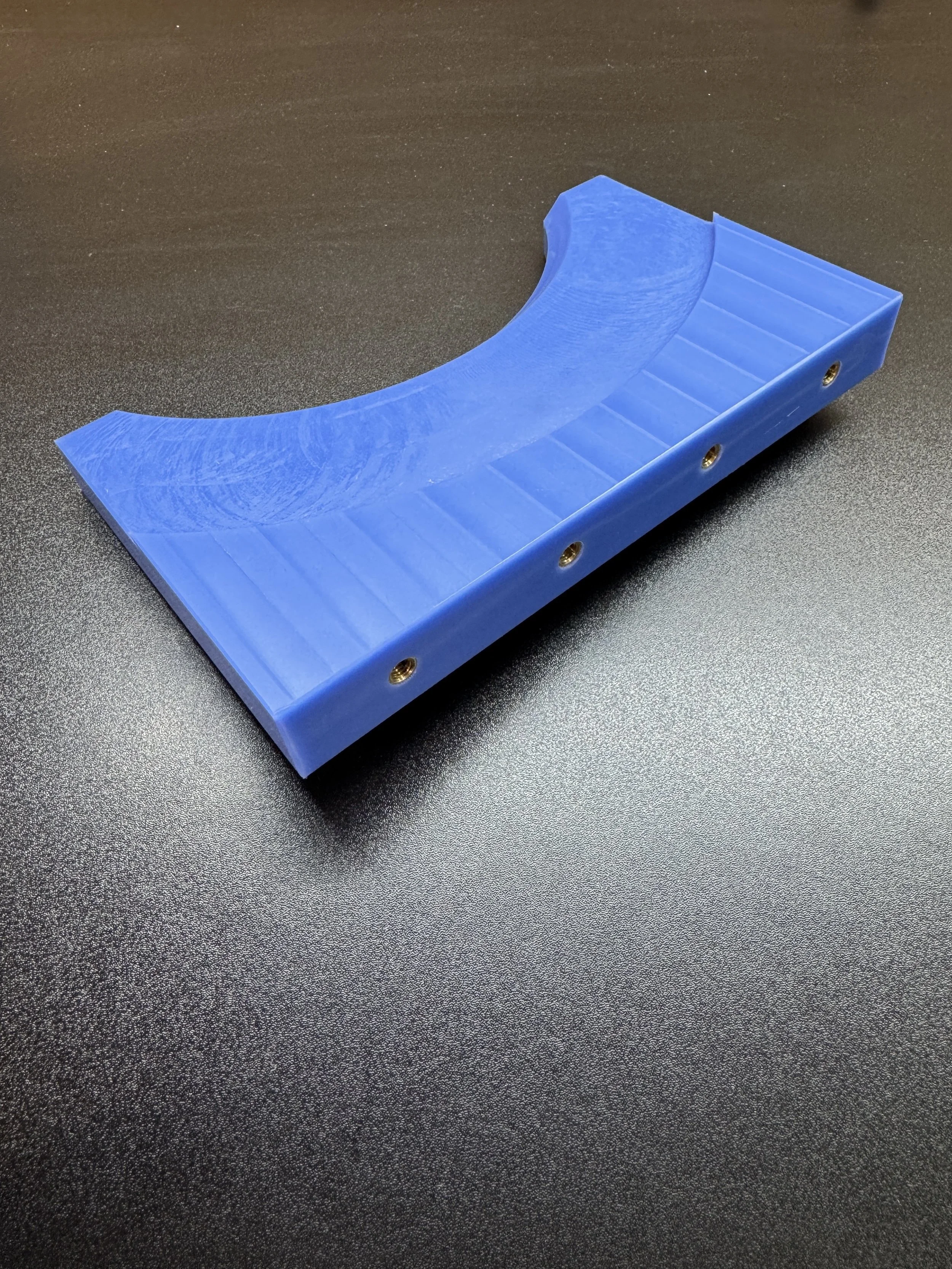 CNC Machine Blue Cast Nylon Component with Brass Threaded Inserts 3.jpeg