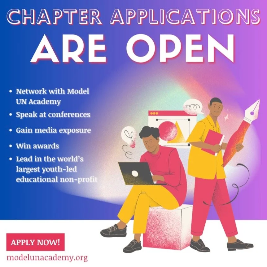 Start a Model UN Academy Chapter today using our website (link in bio)!