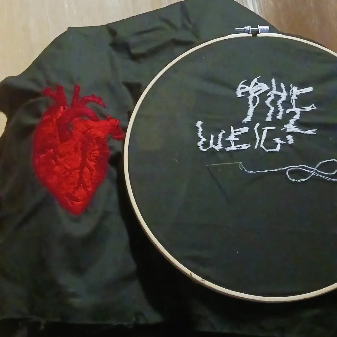 Working on a journal book cover

#embroidery #thread #diyproject #artsandcrafts #hospitalsmellsweird #anatomicalheart