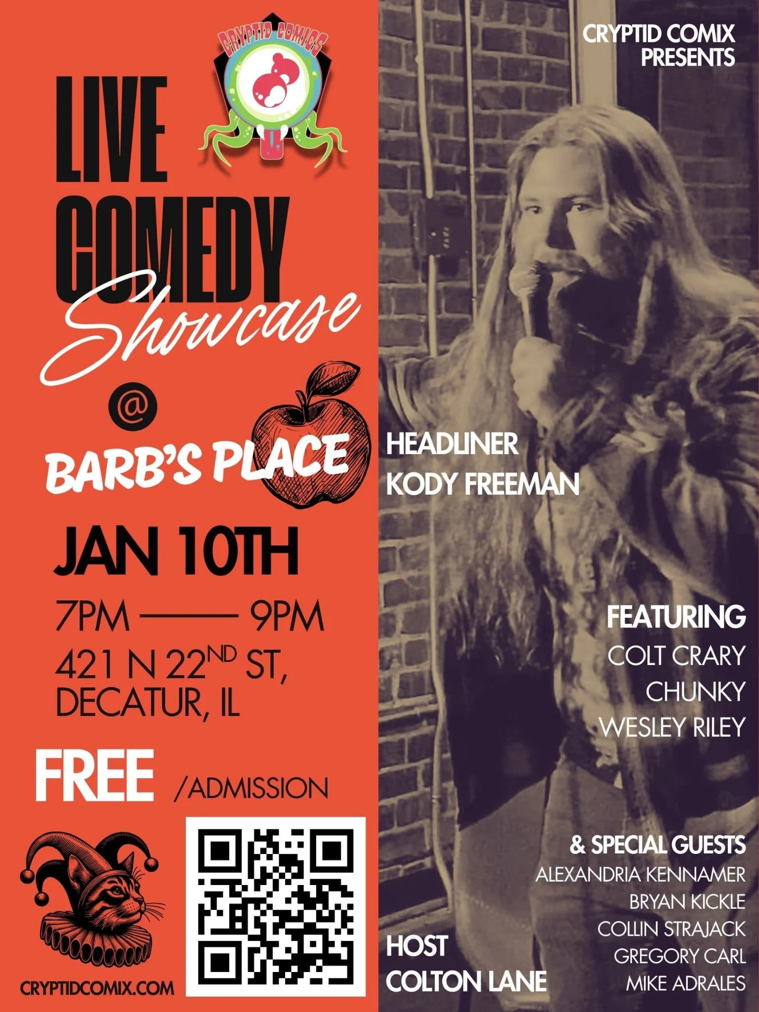 Decatur- Kody Freeman headlines Barb’s Place &amp; Adam’s Apple